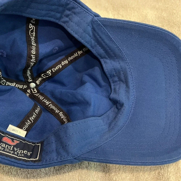 Vineyard Vines Blue Fishing Adjustable Baseball Cap Hat Embroidered Fish Preppy - Picture 6 of 7
